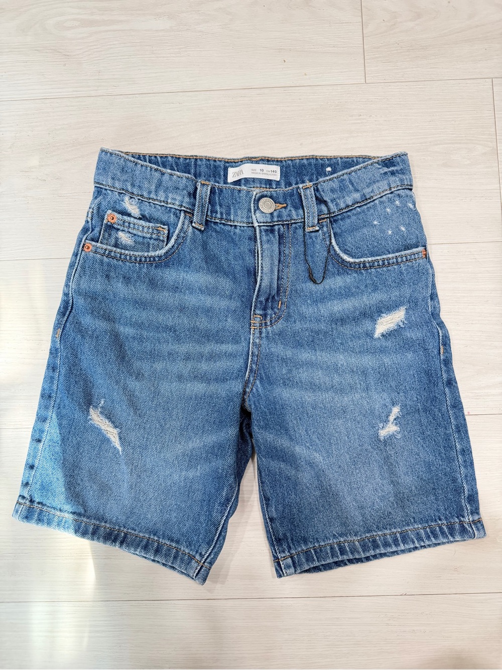 Zara Classic Distressed Denim Shorts - Blue